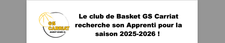 Le club GS Carriat recherche son apprenti pour la saison 2025-2026 !