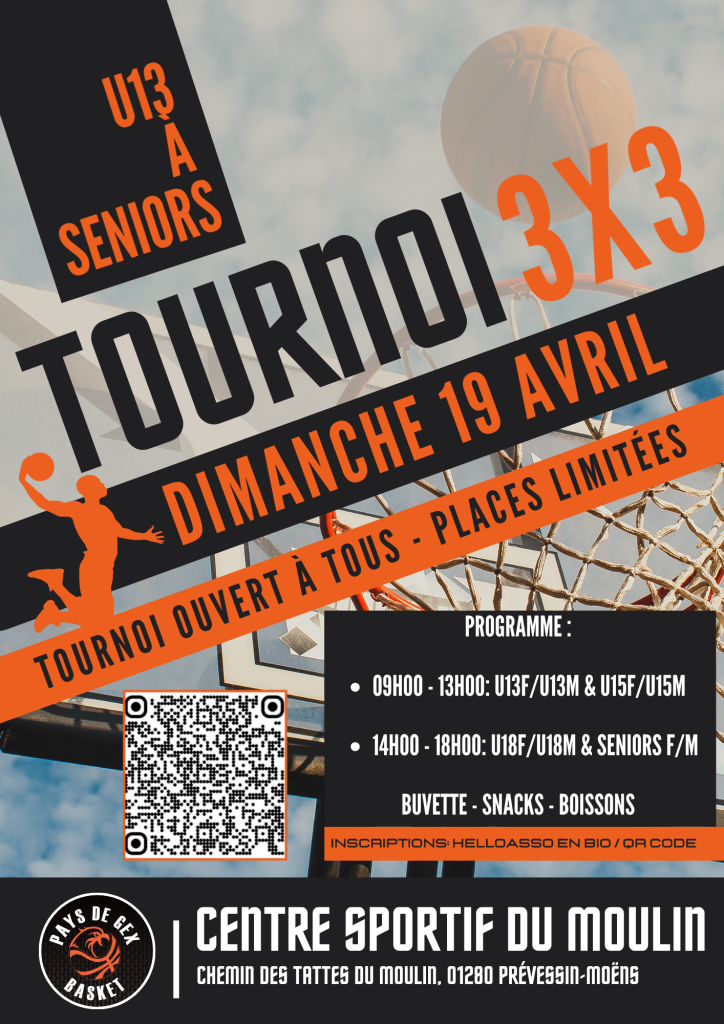 Affiche Tournoi 3x3 Dimanche 19 Avril